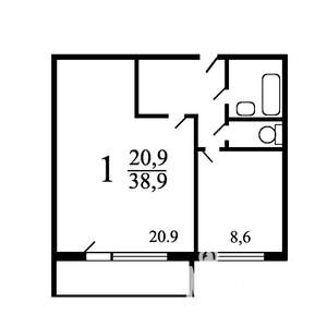 1-к квартира, вторичка, 38м2, 2/5 этаж