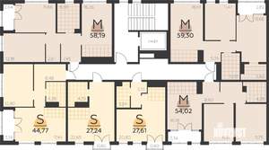 1-к квартира, строящийся дом, 27м2, 5/5 этаж