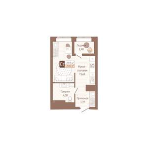 1-к квартира, строящийся дом, 26м2, 10/14 этаж