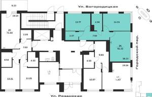 2-к квартира, вторичка, 61м2, 1/4 этаж