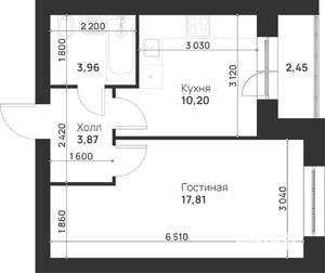 1-к квартира, строящийся дом, 38м2, 4/5 этаж