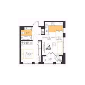 1-к квартира, вторичка, 40м2, 5/5 этаж