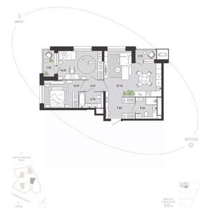 2-к квартира, вторичка, 83м2, 18/21 этаж