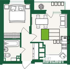 1-к квартира, строящийся дом, 36м2, 3/9 этаж