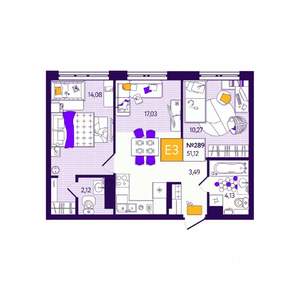 2-к квартира, вторичка, 51м2, 9/12 этаж