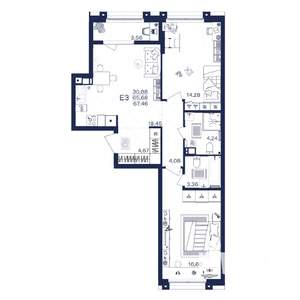 2-к квартира, строящийся дом, 67м2, 6/15 этаж