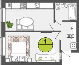 1-к квартира, строящийся дом, 37м2, 1/3 этаж