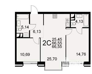 2-к квартира, строящийся дом, 67м2, 2/11 этаж