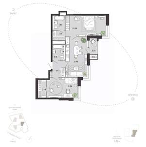 2-к квартира, вторичка, 85м2, 12/21 этаж