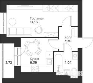 1-к квартира, строящийся дом, 33м2, 5/5 этаж