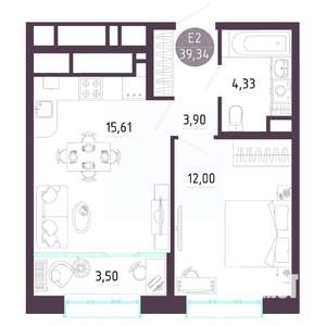 1-к квартира, вторичка, 39м2, 10/10 этаж