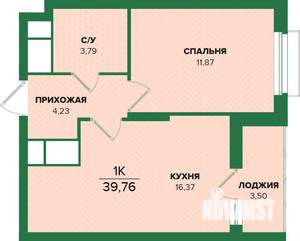 1-к квартира, вторичка, 40м2, 7/25 этаж