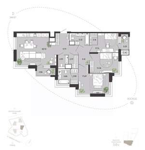 3-к квартира, вторичка, 118м2, 5/21 этаж