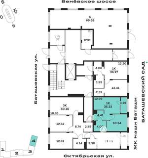1-к квартира, вторичка, 35м2, 1/15 этаж