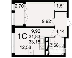 1-к квартира, вторичка, 33м2, 7/18 этаж