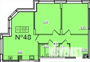 2-к квартира, строящийся дом, 78м2, 1/9 этаж