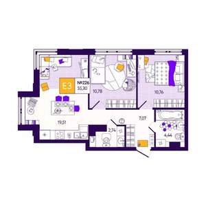 2-к квартира, вторичка, 55м2, 5/12 этаж