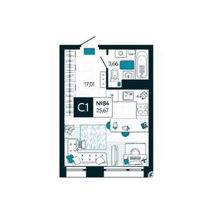 Студия квартира, вторичка, 26м2, 8/15 этаж