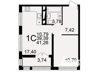 1-к квартира, вторичка, 39м2, 8/18 этаж