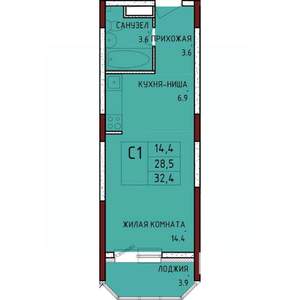 Студия квартира, строящийся дом, 32м2, 8/17 этаж