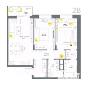 2-к квартира, вторичка, 75м2, 7/25 этаж