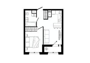 1-к квартира, строящийся дом, 38м2, 18/25 этаж