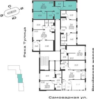 2-к квартира, вторичка, 61м2, 9/16 этаж