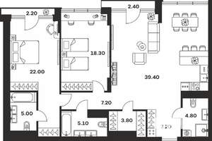 2-к квартира, вторичка, 117м2, 5/9 этаж