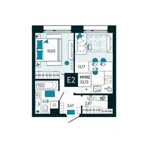 1-к квартира, вторичка, 34м2, 10/15 этаж