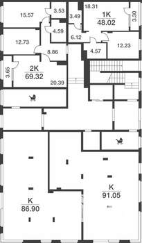 1-к квартира, вторичка, 48м2, 1/9 этаж