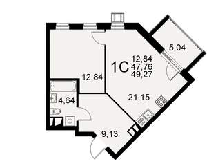 1-к квартира, строящийся дом, 48м2, 8/11 этаж