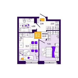 1-к квартира, вторичка, 35м2, 11/12 этаж