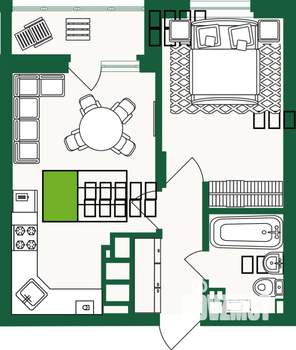1-к квартира, строящийся дом, 39м2, 2/9 этаж