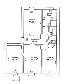 3-к квартира, вторичка, 80м2, 4/5 этаж