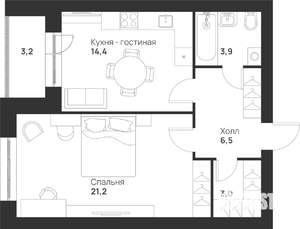 1-к квартира, вторичка, 52м2, 4/5 этаж