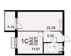 1-к квартира, вторичка, 49м2, 10/11 этаж