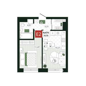 1-к квартира, вторичка, 35м2, 8/19 этаж