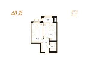 1-к квартира, вторичка, 46м2, 6/8 этаж