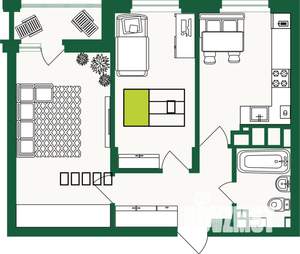 2-к квартира, строящийся дом, 57м2, 3/9 этаж