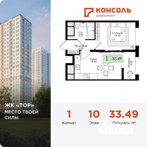 1-к квартира, вторичка, 33м2, 20/25 этаж