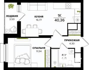 1-к квартира, вторичка, 40м2, 2/25 этаж