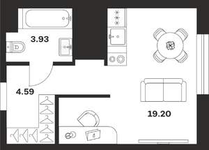 Студия квартира, строящийся дом, 28м2, 25/25 этаж