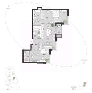 2-к квартира, вторичка, 85м2, 19/21 этаж