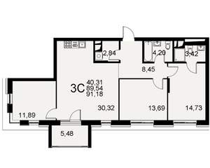 3-к квартира, вторичка, 91м2, 5/11 этаж