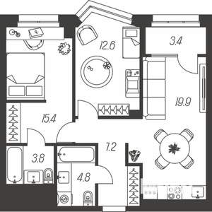 3-к квартира, строящийся дом, 67м2, 18/24 этаж