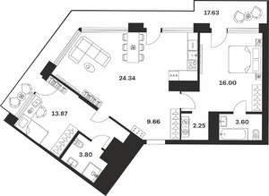 2-к квартира, вторичка, 91м2, 9/10 этаж