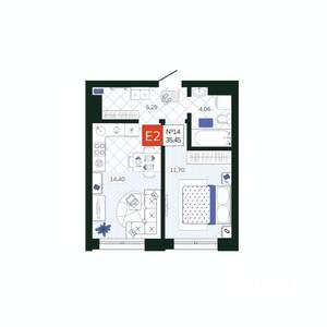 1-к квартира, вторичка, 35м2, 3/19 этаж
