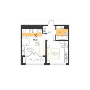 1-к квартира, строящийся дом, 37м2, 1/5 этаж