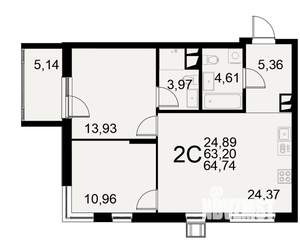 2-к квартира, вторичка, 65м2, 10/11 этаж