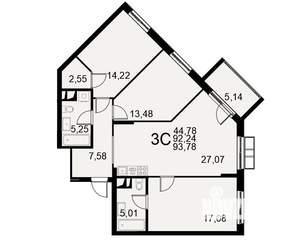 3-к квартира, строящийся дом, 92м2, 7/11 этаж